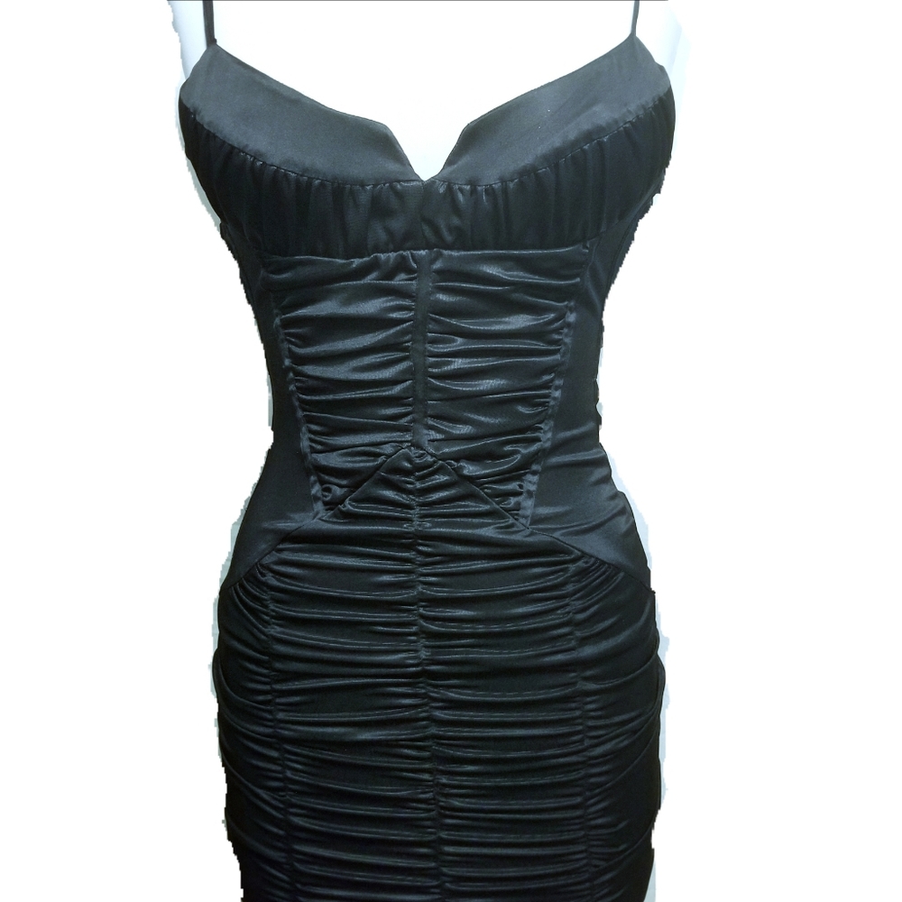 BEBE Black, Ruched, Balconet Dress, Sz XS